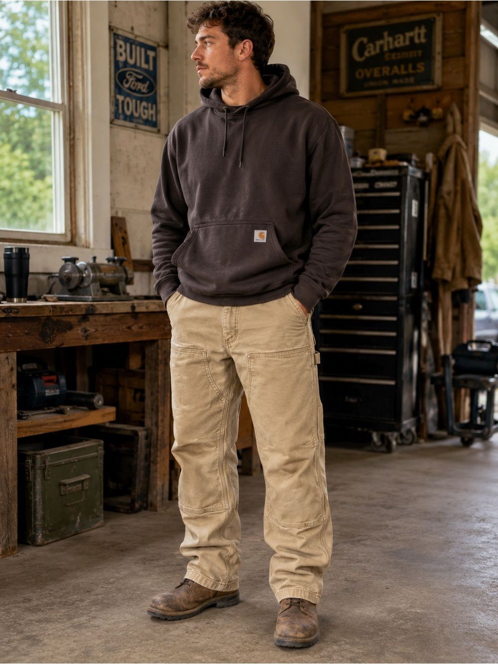 Carhartt Double Knee Relaxed Fit Work Pants – 32x30 – Tan/Khaki – Rugged Utility
